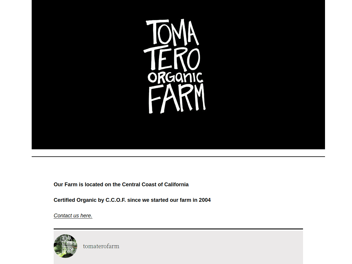 Tomatero Farm website